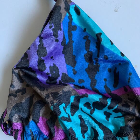 Victoria's Secret L Leopard Cheetah Print Triangle Bikini Top Swim Black Purple - Picture 10 of 12